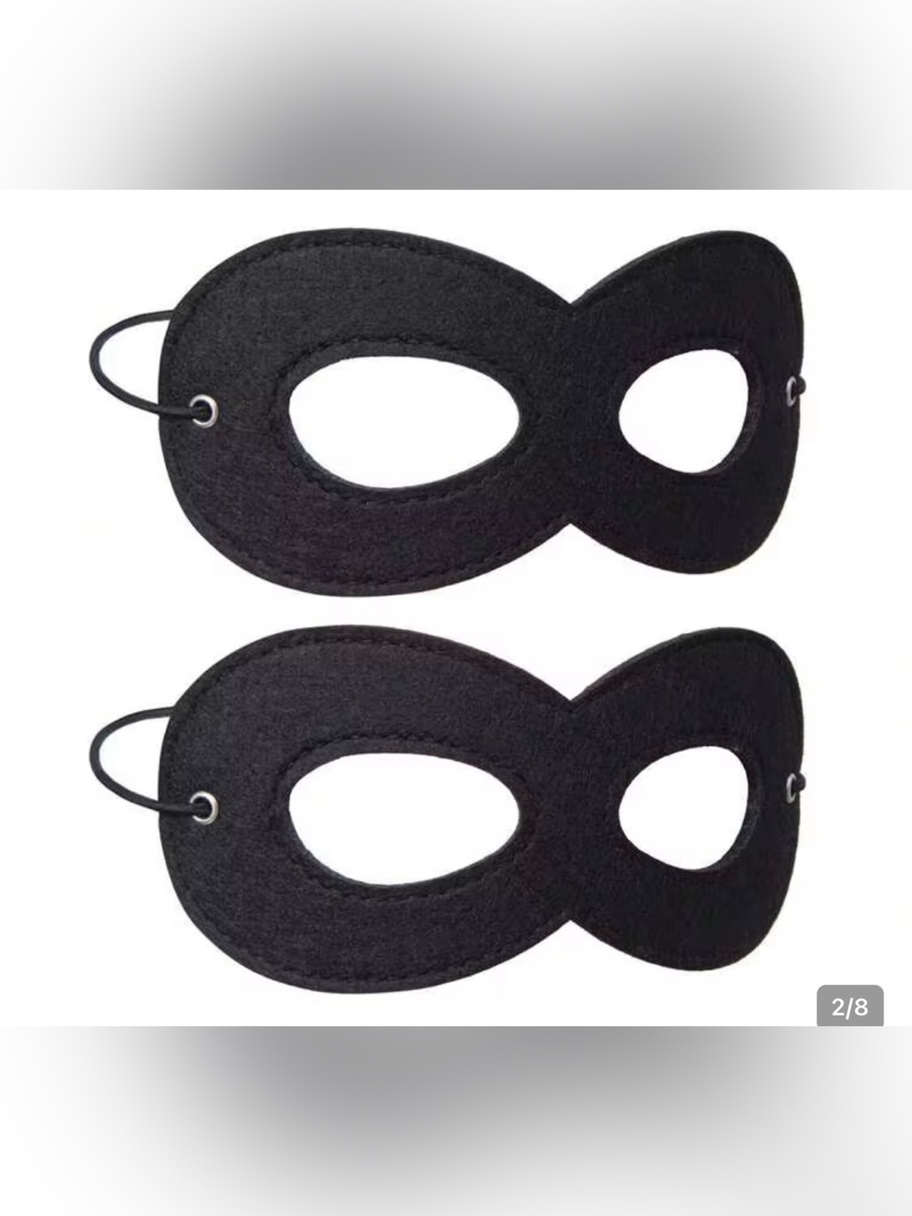 2-Pack Black Felt Eye Masks Adult Kids Halloween Masquerade Costume Cosplay